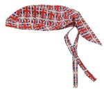 Červeno-bílo-safírový plátěný šátek s vlajkami 