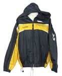 Pánská černo-žlutá šusťáková sportovní bunda s kapucí Hummel 