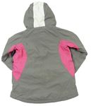 Sivo-ružovo-biela šušťáková zimná lyžařská bunda s kapucňou zn. Next