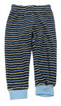 Tmavomodro-žluté pruhované sametové pyžamové kalhoty Pocopiano