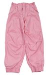 Růžové plátěné cuff kalhoty Primark