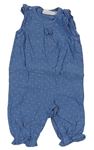 Modrý puntíkatý kalhotový overal riflového vzhledu s mašlí H&M