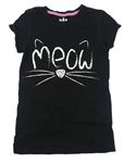 Černé tričko s nápisem a kočičkou Yd.
