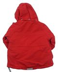 Červená šušťáková zateplená bunda s kapucňou