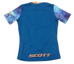 Petrolejové tričko s farebnymi rukávy a nápisom zn. Scott