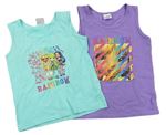 2x - Košilka s Rainbow - Světletyrkysová, fialová 