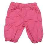 Růžové plátěné cuff kalhoty 