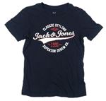 Tmavomodré tričko s nápisom zn. Jack&Jones