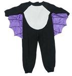 Kostým - Černo-bílý fleecový overal - netopýr
