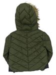 Khaki šušťáková prešívaná zateplená bunda s kapucňou zn. Zara