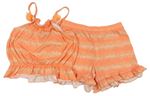 2set - Neonově oranžový batikovaný top s třásněmi + kraťasy George