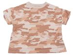 Růžové army crop tričko s potiskem M&S