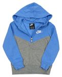 Šedo-modrá mikina s kapsou Nike 