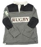 Šedo-černé polo rugbyové triko s nášivkami Zara