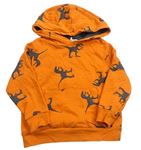 Oranžová mikina s kapucí a dinosaury H&M