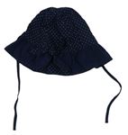Tmavomodrý puntíkatý plátěný klobouk s mašlí H&M