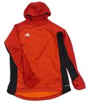 Červeno-černé sportovní funkční triko s logem a kapucí Adidas