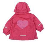 Ružová šušťáková nepromokavá bunda so srdcem a kapucňou zn. Impidimpi