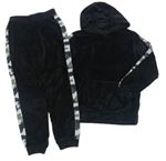 2set- Černá plyšová mikina s army vzorem a kapucí + Domácí kalhoty Matalan