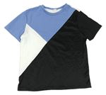 Bílo-černo-modré tričko Shein