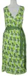 Dámské limetkovo-zelené vzorované šaty s páskem Boden 