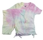 2set - Barevné batikované žebrované tričko + elastické kraťasy F&F