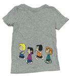 Sivé melírované tričko so Snoopym a dětmi