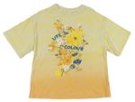 Žluto-oranžové tričko s kytičkami Next 