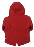 Červená šušťáková zateplená bunda s kapucňou s kožúškom zn. Next
