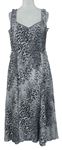 Dámské šedé vzorované šifonové midi šaty Debenhams 