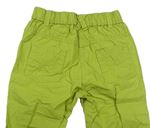 Zelené plátenné nohavice s kvietkami