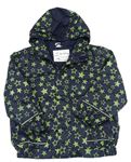 Tmavomodro-zelená nepromokavá jarní bunda s hvězdičkami a kapucí X-MAIL