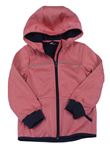Růžová melírovaná softshellová bunda s kapucí