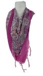 Dámský růžový vzorovaný šátek s třásněmi