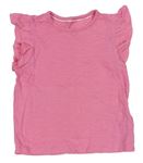 Růžové melírované tričko s volánky M&S