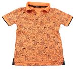 Neonově oranžové melírované polo tričko s dinosaury George
