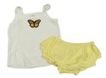 2set - smetanová košilka s motýlem + žluté madeirové kalhotky pod šaty 