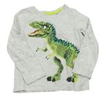Světlešedé melírované triko s dinosaurem C&A