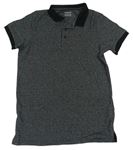 Černo-šedé melírované polo tričko Primark