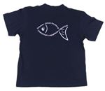 Tmavomodré tričko s nápisom a rybou zn. James & Nicholson
