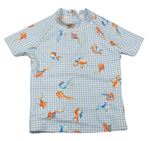 Modro-bílé kostkované UV tričko s rybami Next