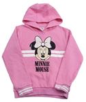Růžová mikina s pruhy a Minnie s flitry s kapucí Disney