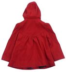 Červený flaušový zateplený kabát s kapucňou zn. F&F