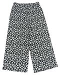 Černo-bílé květované culottes kalhoty E-Vie