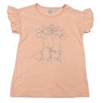 Oranžové tričko s květy a kamínky OVS
