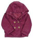 Růžová manšestrová zateplená bunda s kapucí Topolino