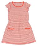 Neonově růžovo-bílé pruhované bavlněné šaty Next