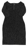 Černo-stříbrné pruhované sametové šaty Matalan