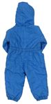 Modrá šušťáková zimná kombinéza s kapucňou a rukavicemi