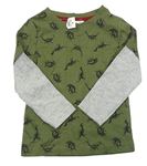 Khaki-šedé triko s dinosaury M&Co.